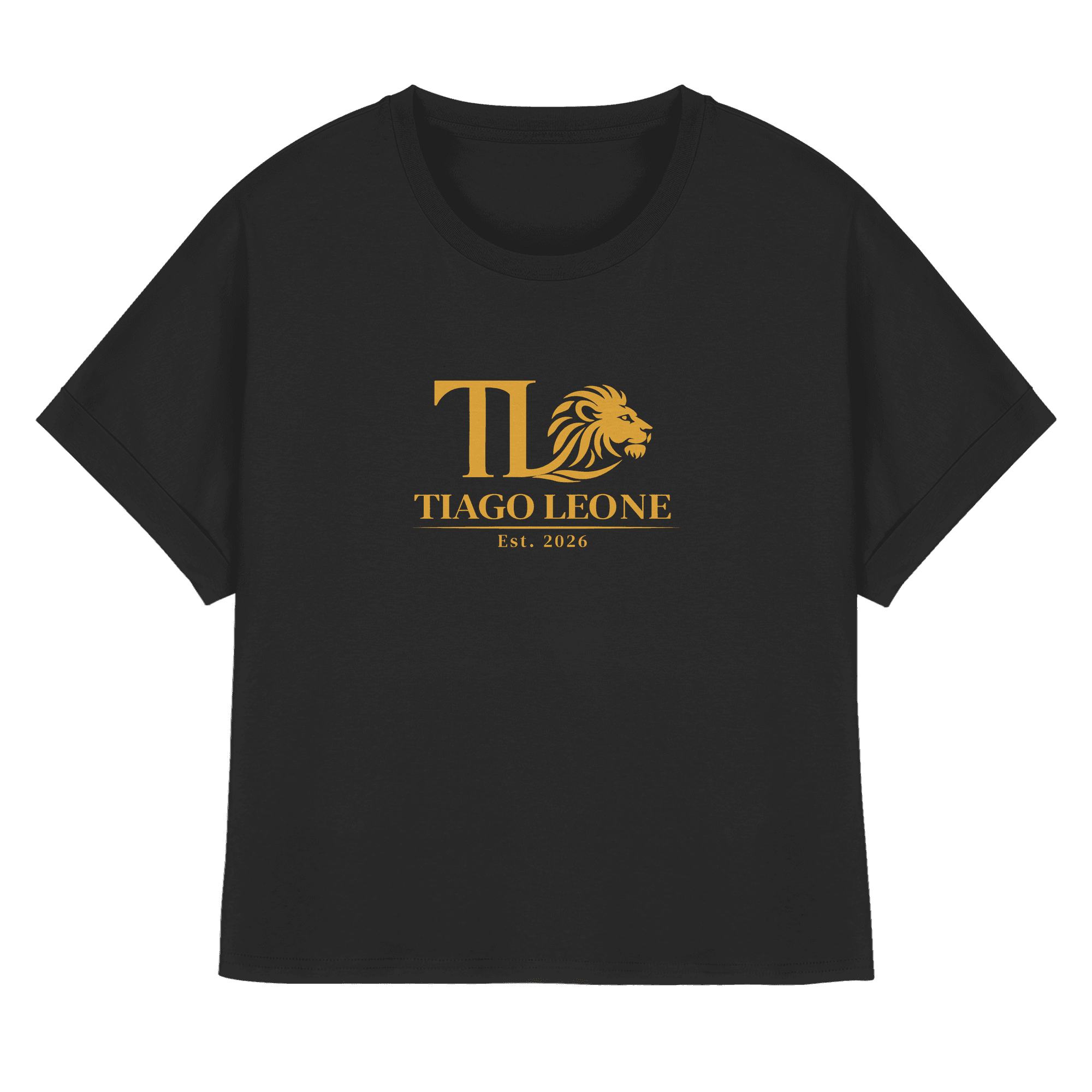 TIAGO LEONE Womens Organic Rolled Sleeves T-Shirt Black